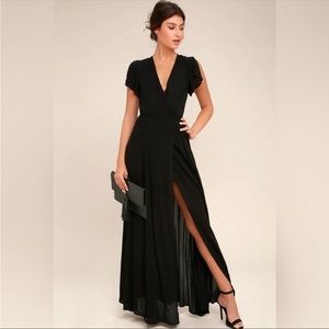 NWT Lulu’s Black Maxi Full Wrap Long Dress XS